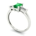 thumbnail image 2 of Three-Stone Engagement Ring for Women - 0.8ct Simulated Emerald in 14K White Gold Promise Ring, 2 of 6