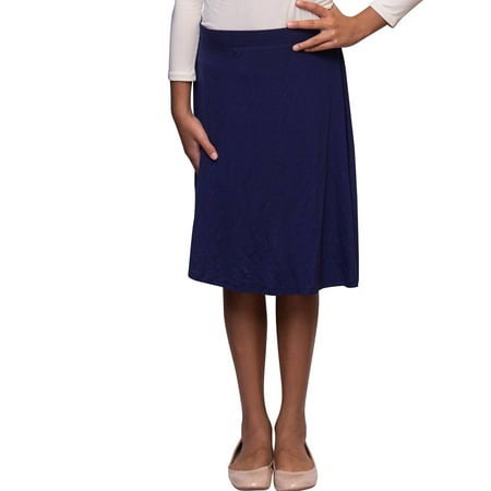 Karen Michelle Girls Navy A-Line Knee Length Rayon Skirt