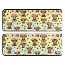 Kitchen Rugs Sets Of 2,Colorful Highland Cow Sunflower Pattern Anti Fatigue Kitchen Mat Rugs Non Slip Washable,Decorative Kitchen Floor Mats for Kitchen,Sink,Laundry,17"x47" 17"x47"
