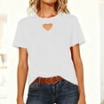 thumbnail image 6 of WXLWZYWL Valentine's Day T Shirts for Women Short Sleeve Shirts Heart Cutout Front Crewneck Summer Tops Loose Fitted Tees, 6 of 6