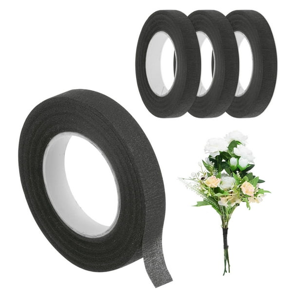 Uxcell 4-Rollos Cintas Florales 1/2 Pulgada 30 Yardas Cinta Floral Negra para Manualidades Florales Cinta Floral para Ramos de Flores Frescas Boda