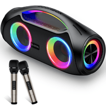 VEAT00L X2 Karaoke Machine with Two Wireless Microphones 40W Portable Karaoke System for Adult/Kid,PA System with Music Sync LED Lights 5000mAh Battery for Party Gifts Instrument Play