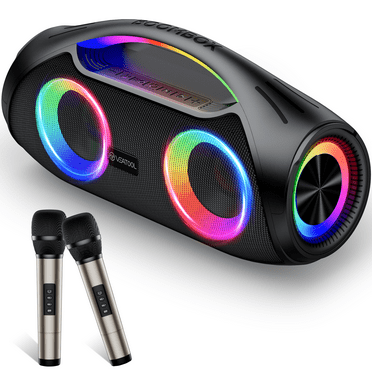 VEAT00L X2 Karaoke Machine with Two Wireless Microphones 40W Portable Karaoke System for Adult/Kid,PA System with Music Sync LED Lights 5000mAh Battery for Party Gifts Instrument Play