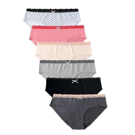 

FixtureDisplays® 6PK Womens Cotton Underwear Lace Hipster Panties Briefs Assorted Colors Size: M. Fit for waist size: 27.6 21802-M