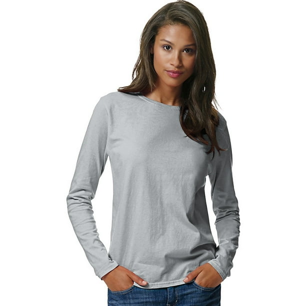 Hanes Hanes Women's LongSleeve TShirt, Light Steel S Walmart