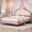 Pink and Cream, variant on Bellemave Twin Size Upholstered Bed with Crown Shaped Headboard, Princess Platform Bed with Button Tufted Design, Pink Cute Twin Platform Bed for Teens, No Box Spring Needed, Pink + Cream