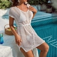 thumbnail image 2 of Popvcly Women's Knit Swim Beach Cover Up Short Sleeve Cutout Beach Dress White S-XL, 2 of 4