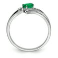 thumbnail image 4 of Primal Silver Sterling Silver Rhodium-plated Emerald and Diamond Ring, 4 of 7