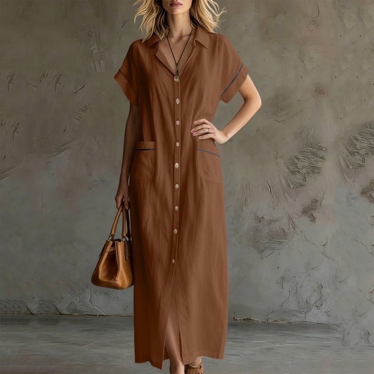 flowy brown wedding guest dress Espresso Brown Linen Dress: One Shoulder Wedding Guest Dress