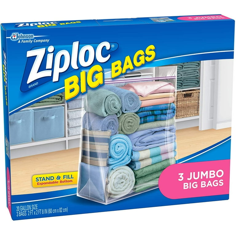 Lot of (2) Ziploc Big Bag Extra Large Double Zipper Jumbo XXL Big Bags 3  Count