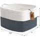 thumbnail image 3 of Cesta de cuerda de algodón tejida con asa - Cesta para guardar juguetes de bebé, cesta decorativa para baño, juguetes para perros, libros, estantería, papelera para guardería, cesta para mantas -13, 3 of 5