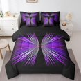 thumbnail image 1 of Erosebridal Ensemble de Literie Papillons Abstraits Format Simple, Ensemble de Lit Lignes Géométriques, Violet, Réversible 7 Pcs, 1 of 5