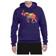 thumbnail image 2 of Wild Bobby, Colorful Walking Good Luck Elephant Animal Lover Unisex Graphic Hoodie Sweatshirt, Purple, Large, 2 of 3