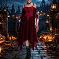 thumbnail image 4 of Halloween Witch Costume for Women, Off the Shoulder Dress, Adult Medieval Vampire Butterfly Sleeve Gothic Outfits for Halloween Cosplay Party, 4 of 8