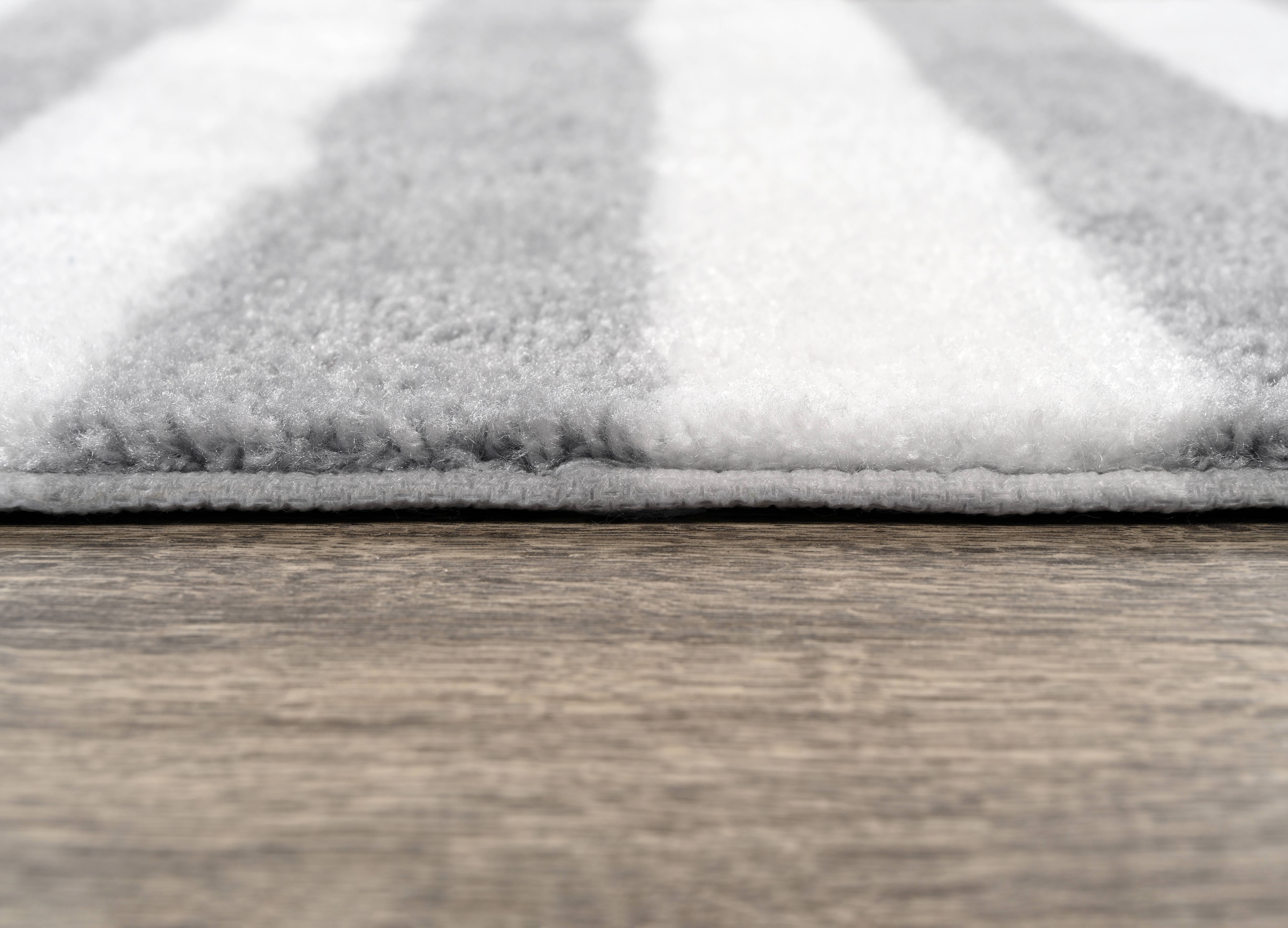 Garland Rug Beach Stripe Washable Bath Rug Set, 2 Piece Set (17"x24" Bath Rug, & 21"x34" Bath Rug) Platinum Gray/White