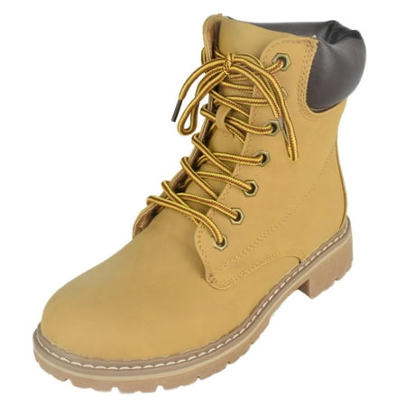 

Forever Women Ankle Army Combat Boots Lace Up Work Style Booties BROADWAY-3 Tan Beige Camel 6