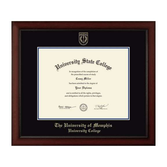 Framerly - Memphis College Diploma Frame with Black and Royal Blue Mat