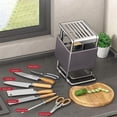 thumbnail image 2 of Bowayaoa Stainless Steel Rotating Knife Block, Multifunctional Kitchen Knife Holder with Drawer, Countertop Knife Storage Rack for Knives and Scissors, Space Saving Knife Organizer, Black, 2 of 8