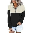 thumbnail image 2 of Craaazy Hoodies for Women Button Down Pullover Sweatshirts Hat Rope Hooded Pocket Tops Long Sleeve Shirts Gifts For Women, 2 of 6