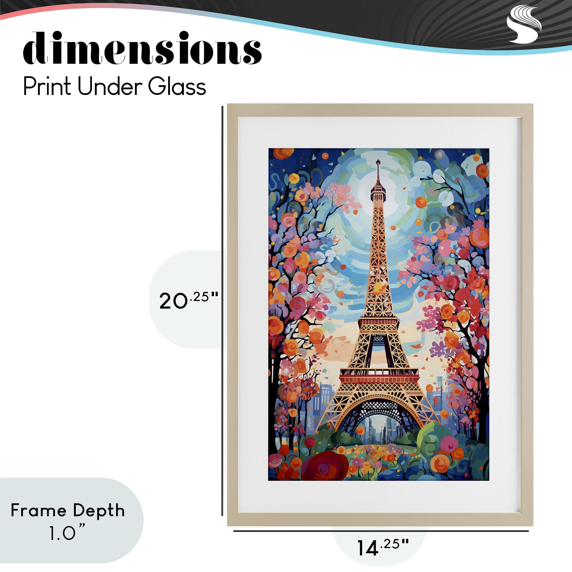 Stupell Industries Eiffel Tower Nighttime Bloom Birch Framed Print Under Glass, design by Creative Studio