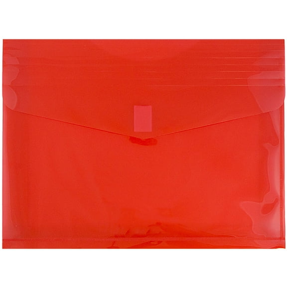 JAM Paper Plastic Expansion Envelopes, Hook & Loop, Letter Booklet, 9 3/4 x 13, 2 in Expansion, Red, 3/Pack
