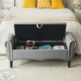 thumbnail image 5 of Furniliving Storage Bench Button Tufted End of Bed Bench Storage Ottoman for Living Room, Bedroom, Light Gray, 5 of 9