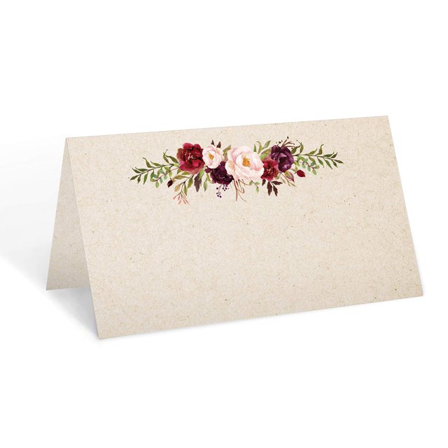 321Done Tarjetas de lugar florales de 3,5 x 2, fabricadas en Estados Unidos, en blanco para nombre, mesa de comida, cena, fiesta, asiento, boda, recepción, buffet, tienda de campaña, estilo rústico, r