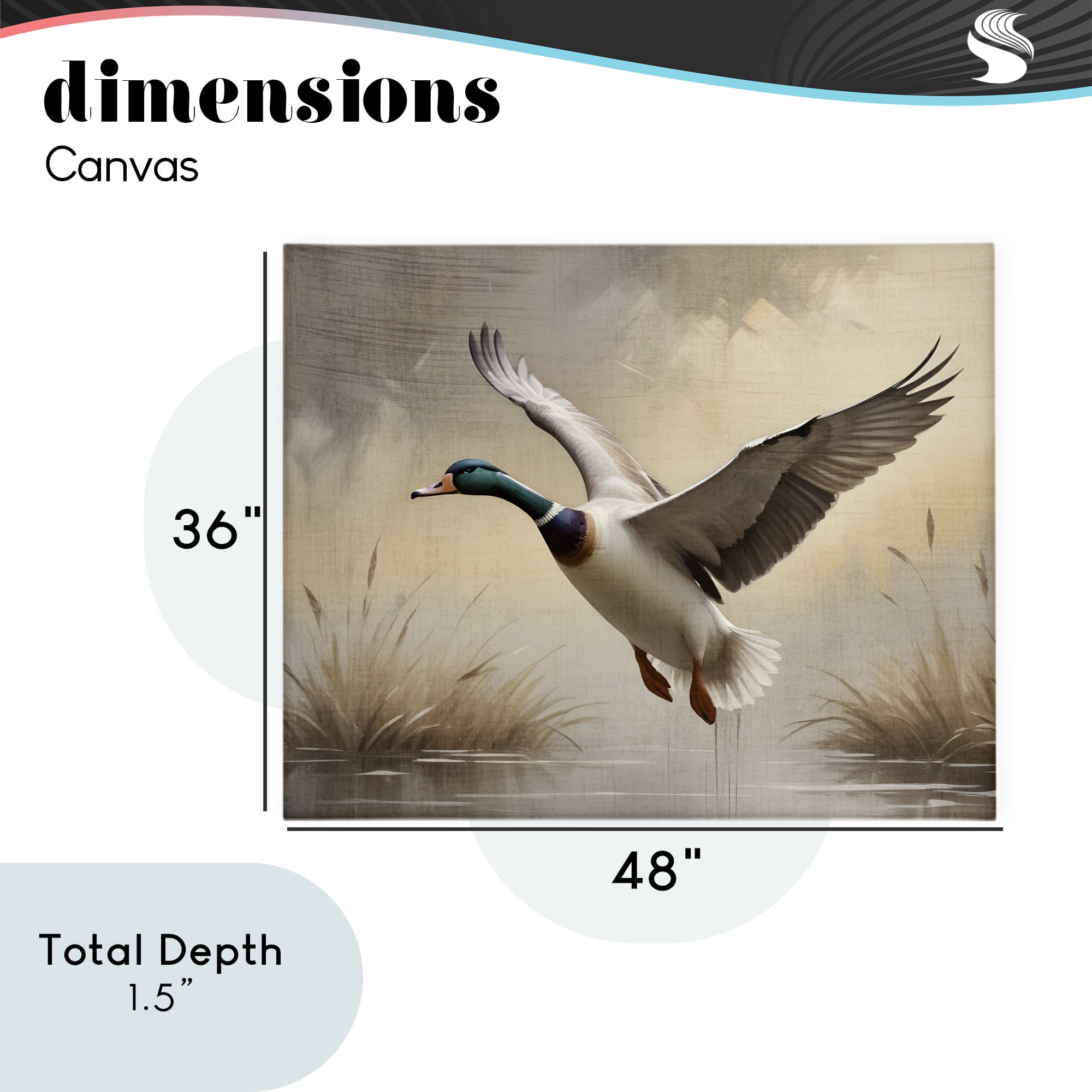 Stupell Industries Gliding Mallard over Wetlands Canvas Wall Art, design by Susan Arnot
