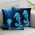 thumbnail image 2 of Sea Seahorse Jellyfish Throw Pillow Covers  Set of 2 Decorative Pillowcase Cushion Covers Soft Velvet Pillow Cases for Sofa Couch Bed Car Bedroom Home Decor, 2 of 6