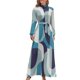thumbnail image 2 of Vestido largo con estampado retro abstracto en azul huevo de petirrojo, vestido de noche elegante y chic para boda, vestido de noche para verano 2024 para mujer, 2 of 5