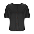 thumbnail image 4 of T Shirts for Women 2026 Summer Short Sleeve V Neck Button Down Loose Dressy Casual Office Work Tshirt Blouse, 4 of 5