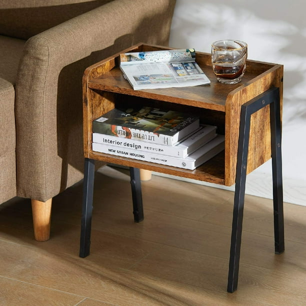 Industrial End Table with Drawer for Small Spaces, Small Sofa Side