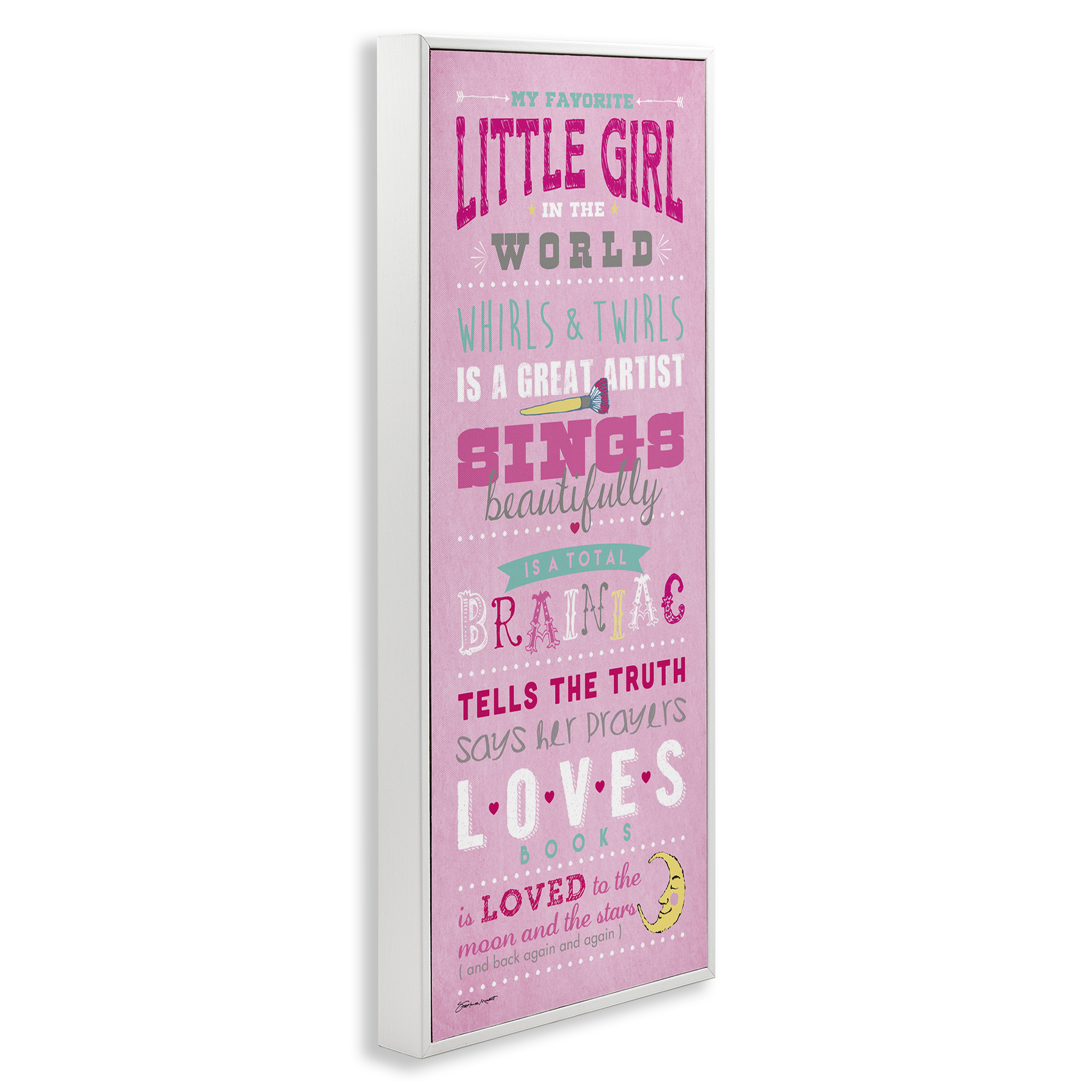 Stupell Industries Favorite Little Girl In The World Art for Kids Painting White Framed Art Print Wall Art, 13 x 30