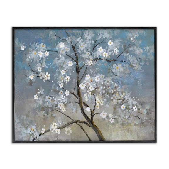 Stupell Industries Traditional Flower Tree Blooms Blue Black Framed Giclee Art, 14 x 11, by Main Line Studio