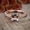 thumbnail image 3 of 1.50 carat Princess Real Morganite and Man made diamond moissanite Bridal Wedding Ring Set Bestselling Design Sterling Silver with 18k Gold Plating, 3 of 6
