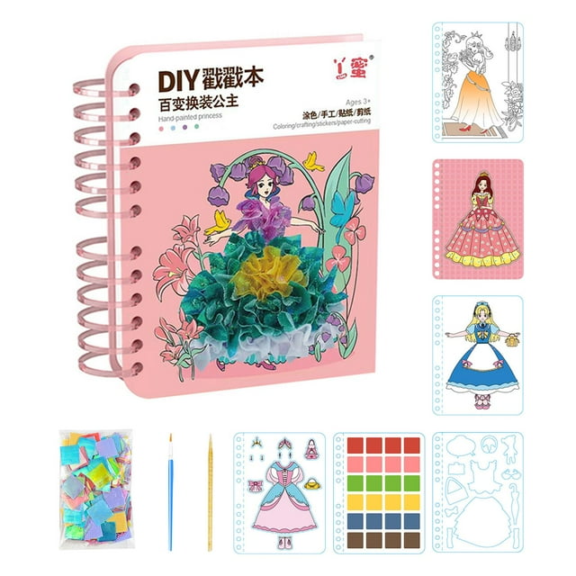 segolike Colorful Watercolor Painting Book Princess Theme Reusable Sticker Book Removable A