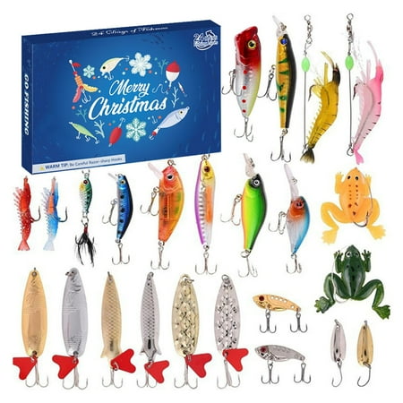 Fishing Lure Advent Calendar 2024 Adult Teen 24 Days Xmas Countdown Gift for Angler s with Topwater Lures Minnow Crankbait VIB
