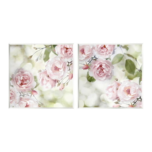 Blooming Rose Bush Floral Nature Botanical & Floral Graphic Art Unframed Art Print Wall Art, Set of 2