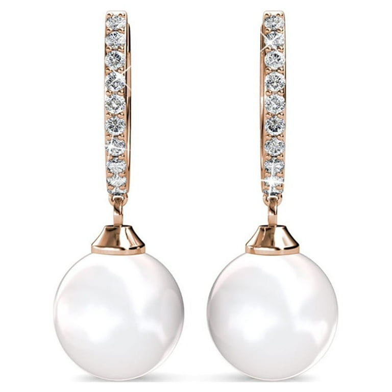 Cate Chloe Daphne 18k Rose Gold Plated Pearl Drop Earrings