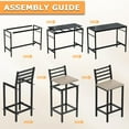 thumbnail image 5 of Gaonala 5 Piece Outdoor Patio Bar Set 50" Rectangular High Top Table with 4 Cushioned Stools Metal for Poolside Backyard(Black）, 5 of 7