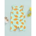 thumbnail image 4 of Genuiskids Newborn Baby Boy Girls Sleeveless Jumpsuit Summer Casual Lemon Print Button Newborn Shorts Romper Summer Outfit, 4 of 8