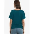 thumbnail image 4 of Womens Casual Dolman Boat Neck Short Sleeve T Shirts Ruched Tops Summer Lightweight Clothes, 4 of 6