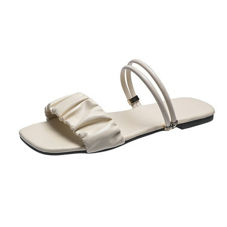 

chaolei Women s Sandals Size 9 Fashion Summer Women Sandals Lightweight Flat Strap Casual Pleated Beach Slippers for Women for the Beach