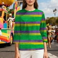 thumbnail image 6 of Ounisa Womens Funny Mardi Gras 3/4 Sleeve Sequins Shirts Tunics 2025 Trendy Holiday T-Shirts Carnival Clothes Sweatshirts, 6 of 8