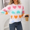 thumbnail image 7 of Valentines Day Sweater for Women Long Sleeve Cute Heart Sweaters Crew Neck Casual Ribbed Knit Pullover Top Orange, S, 7 of 7