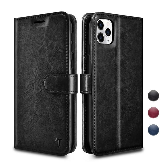 iPhone 11 Case, Njjex iPhone 11 Case [3 Card Slot] [Kickstand] [Gift Box] Leather Folio Flip Wallet Case [RFID Blocking] for Apple iPhone 11 2019 - Black