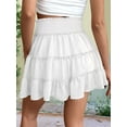 thumbnail image 4 of Womens Summer Flowy High Waist Ruffle Casual Cute Boho Beach Short Skirts Built-in Shorts White XL, 4 of 7