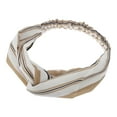 thumbnail image 4 of Unique Bargains 1 Pc Fashion Pinstripe Pattern Cross Elastic Hairband for Women Khaki White, 4 of 6