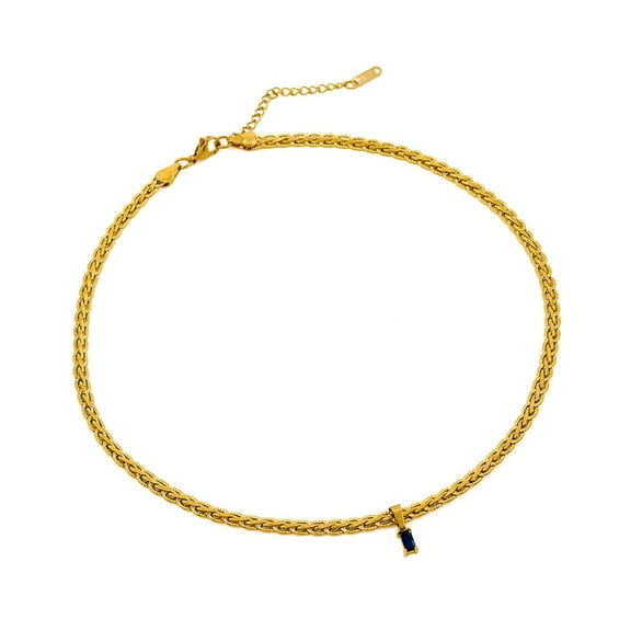 Ciwanning Square Zircon Embedded Pendant Necklace Handmade Clavicle Chain with Adjustable Length Accessory for Fashionable Women