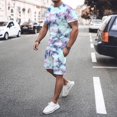 thumbnail image 1 of MKLEKYY Conjunto Deportivo Informal Corto Para Mujer Y Hombre, Ideal Para Vacaciones Y Fitness, Con Mangas Cortas Y Pantalones Cortos, Ideal Para Actividades De Primavera, Verano Y Otoño., 1 of 5